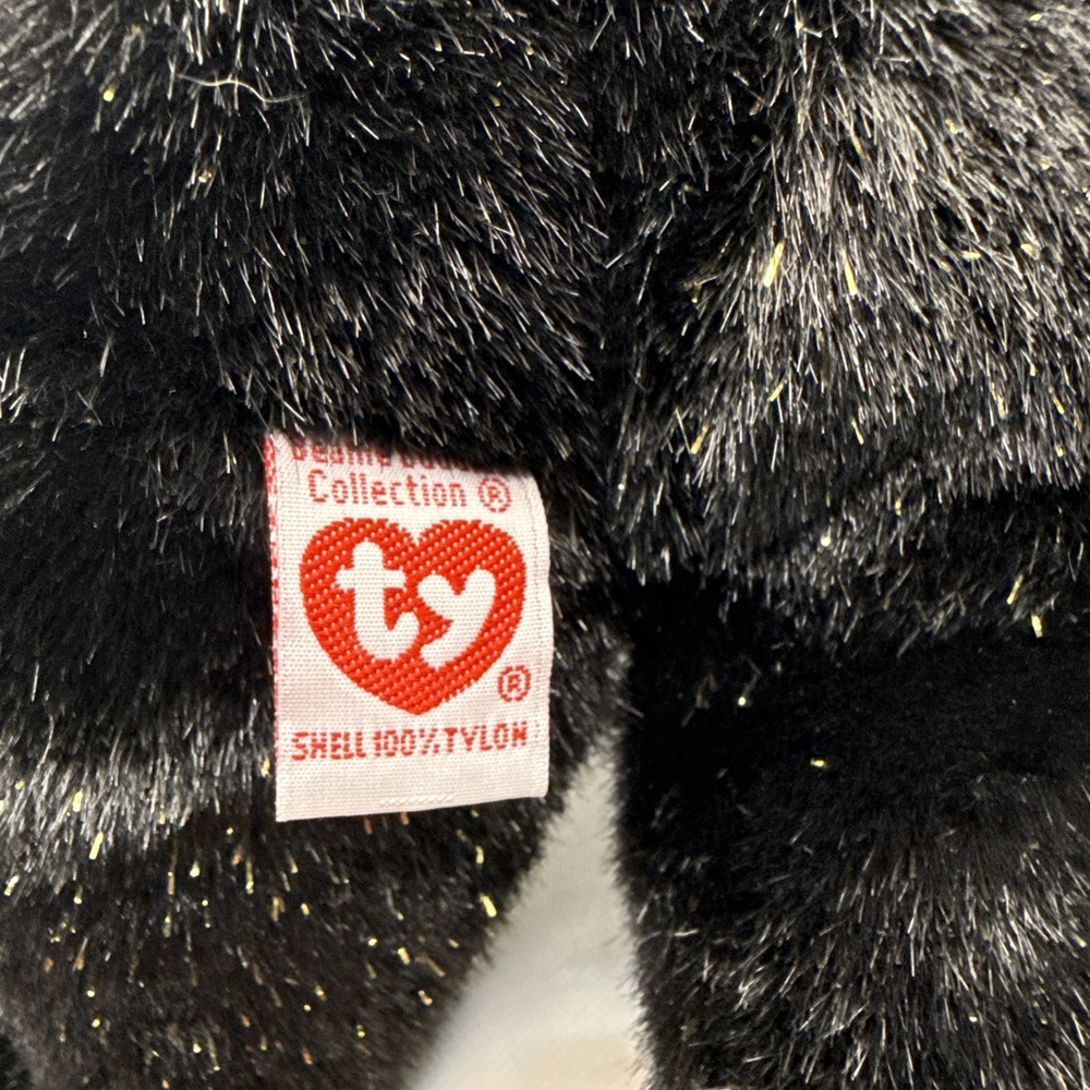 TY Beanie Buddy Haunt 14" Black & Gold Halloween Bear Retired Creased Tag 2002 - Picture 11 of 13
